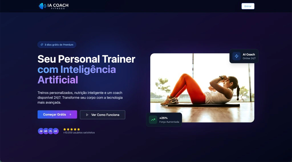 Landing page do IA Coach Fitness